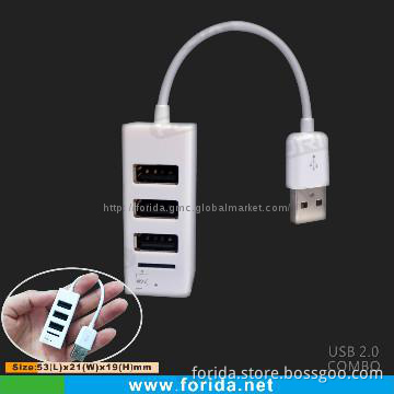 Multi-functional USB 2.0 memory card reader with 3 port hub,usb combo